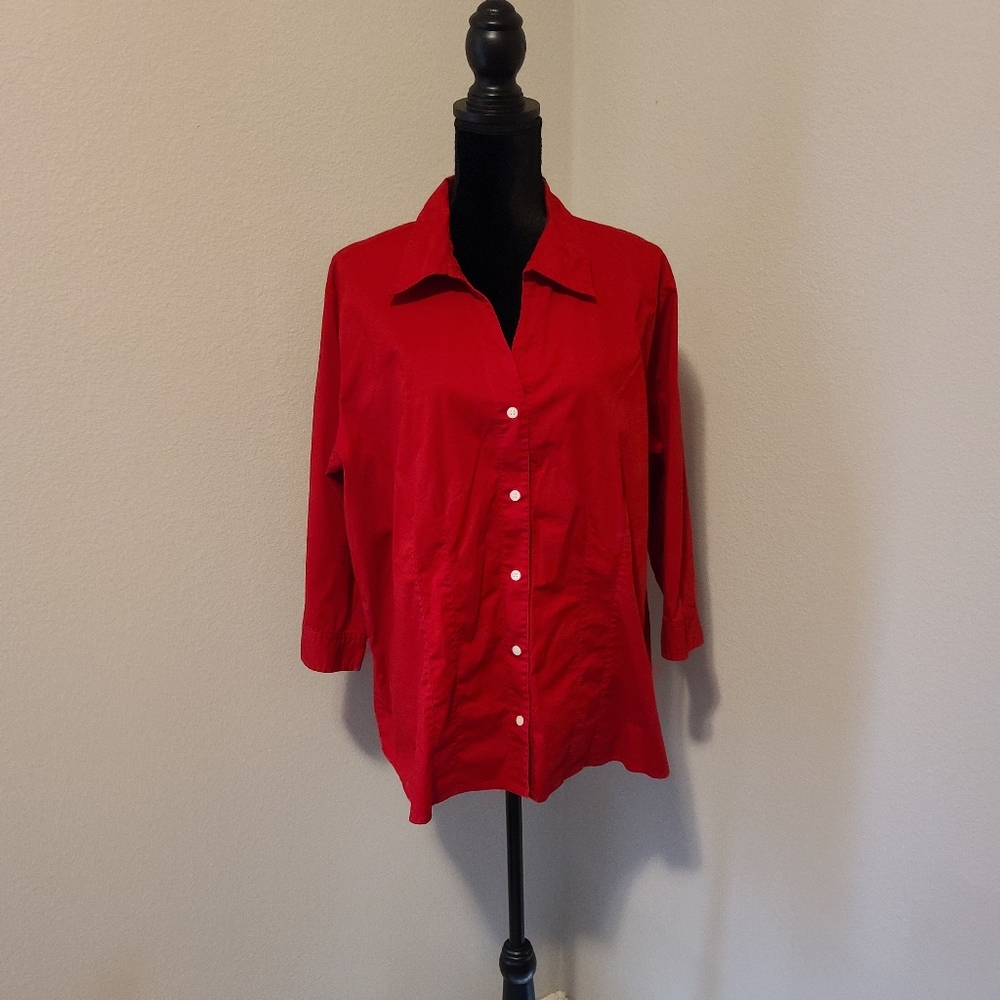 🌹St. John's Bay Red 3/4 Sleeve Top 1X Like New!!